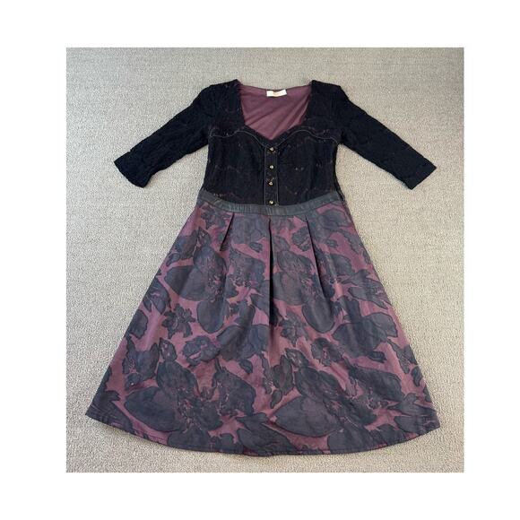 Gunbeyi Dress Dark Romantic Mid Century Lace Floral Size Medium - Picture 1 of 9